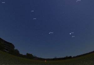 Star chart during totality - East