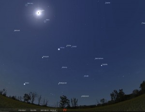 Star chart during totality - West